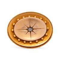 ANTIQUE, GOLD-FILLED AND DIAMOND BROOCH