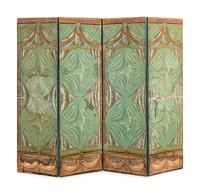 An American Four-Panel Wallpaper Floor Screen