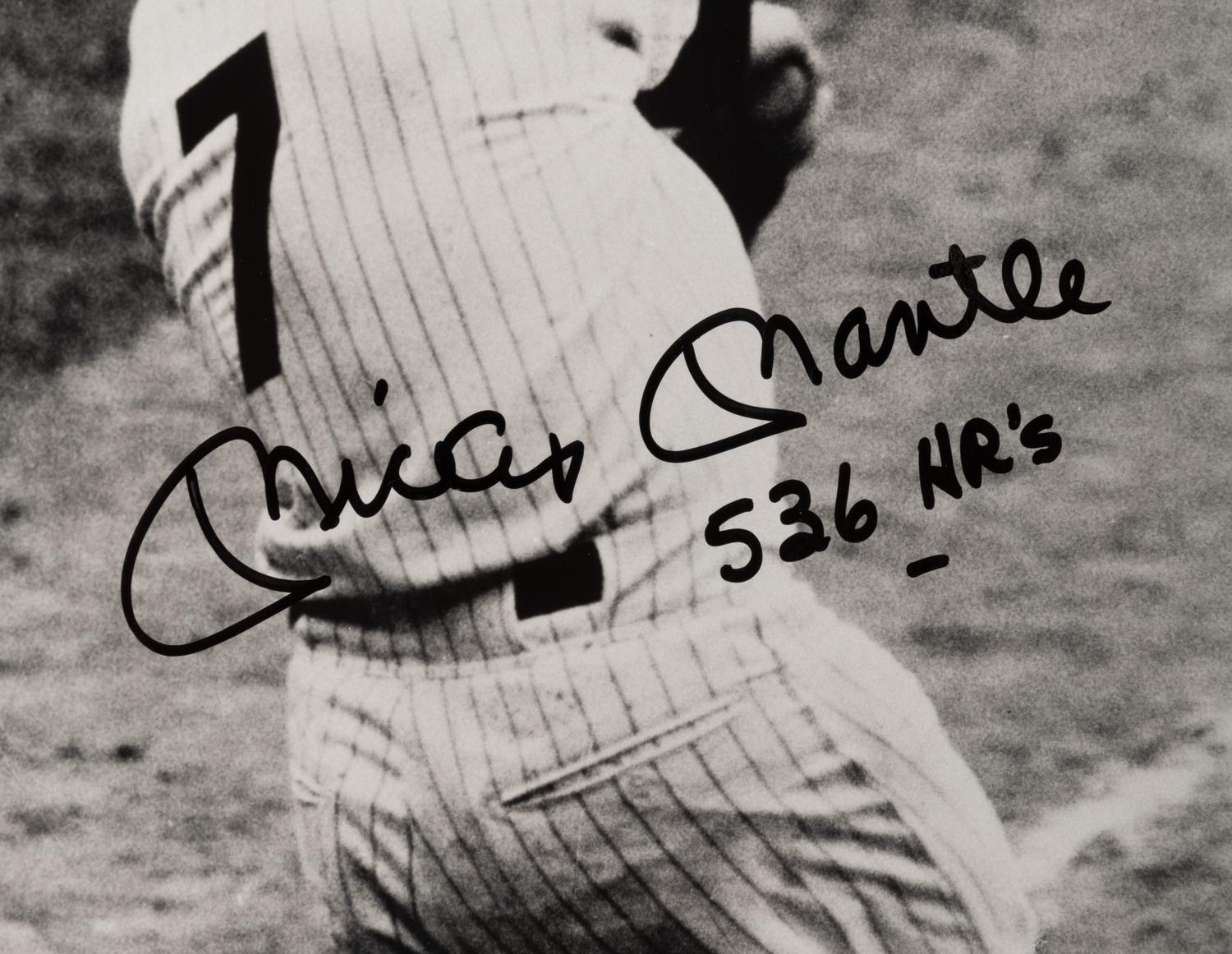 An Exceptional Mickey Mantle Signed Autograph Photograph Inscribed 536 HRs (Beckett Authentication Services 10 Auto Grade),