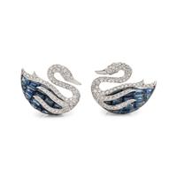 DIAMOND AND SAPPHIRE SWAN EARRINGS