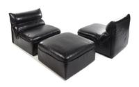 Guido Faleschini, i4 MARIANI for PACE COLLECTION, c.1975, a pair of lounge chairs, with an ottoman