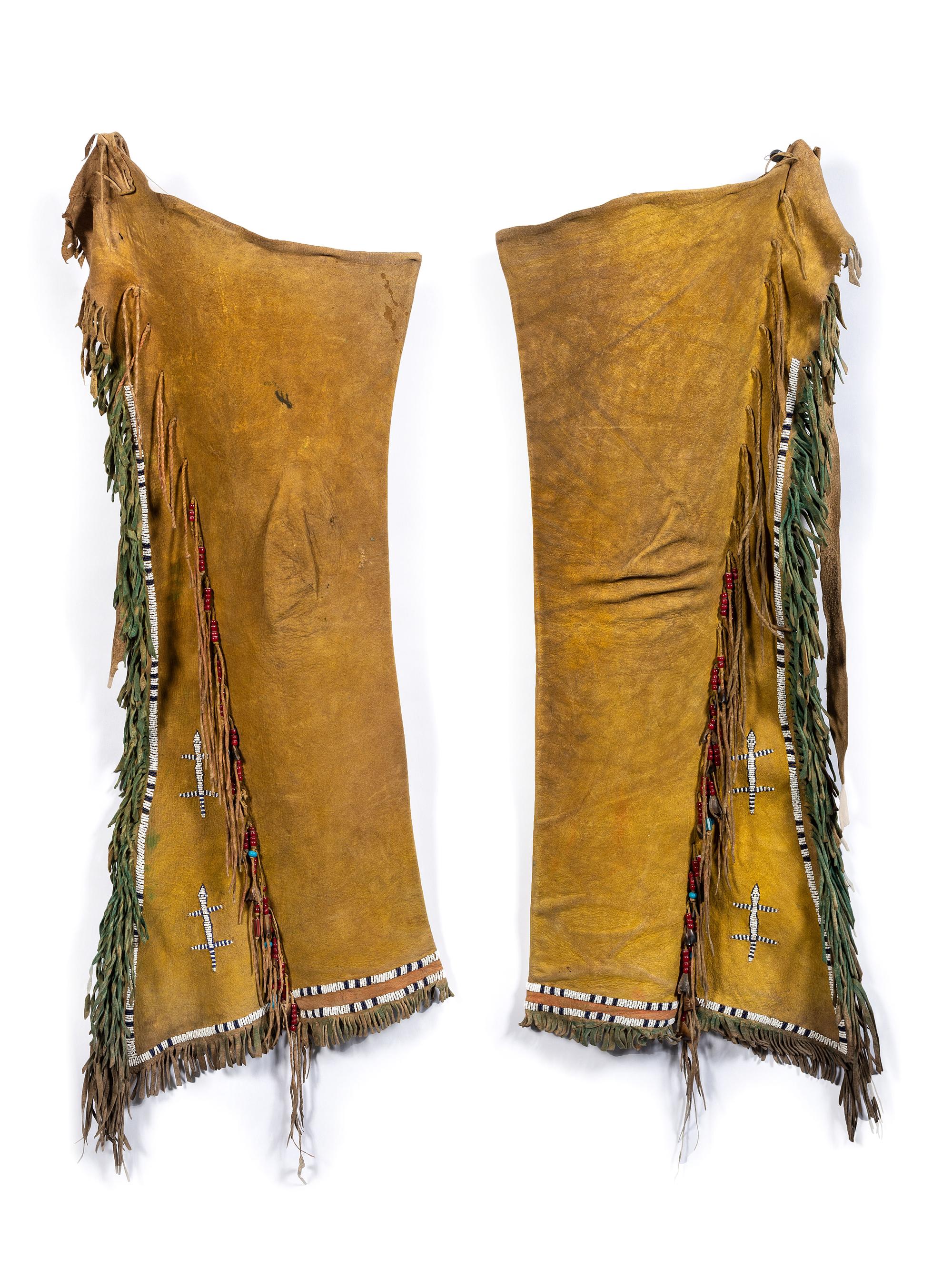 Cheyenne Beaded Hide Leggings, with Lizards