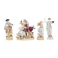 A Group of Three Meissen Porcelain Allegorical Figures