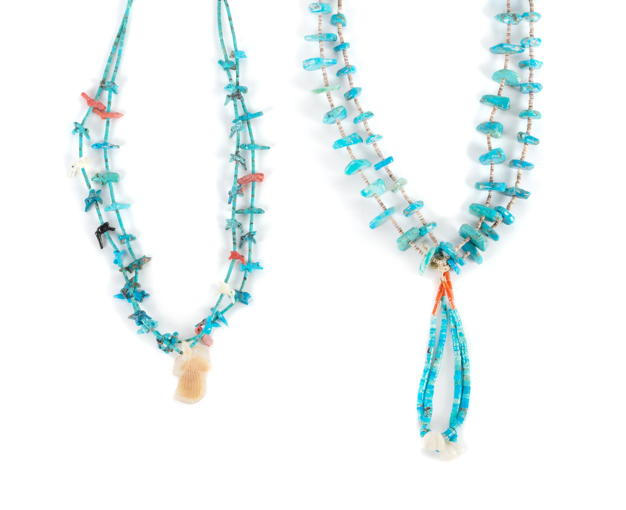 Two Southwestern Turquoise Necklaces Length of largest 24 inches