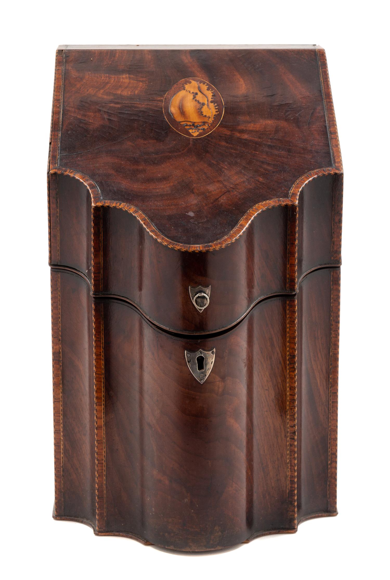 A George III Mahogany Knife Box Height 14 inches. — LATE 18TH/EARLY 19TH CENTURY