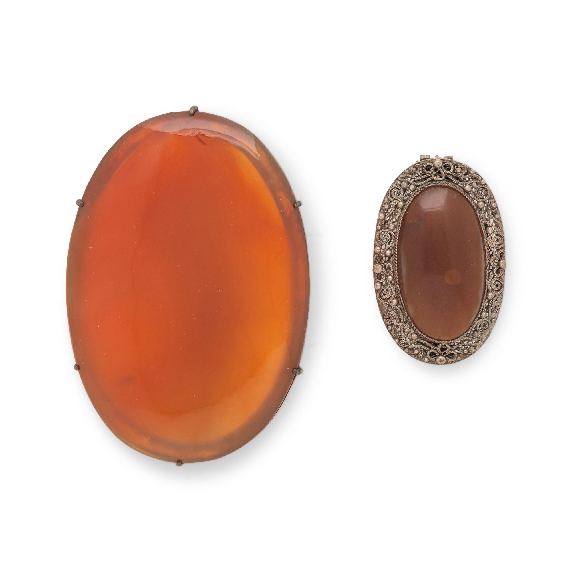 Eight Chinese Hardstone Inset Metal Jewelry