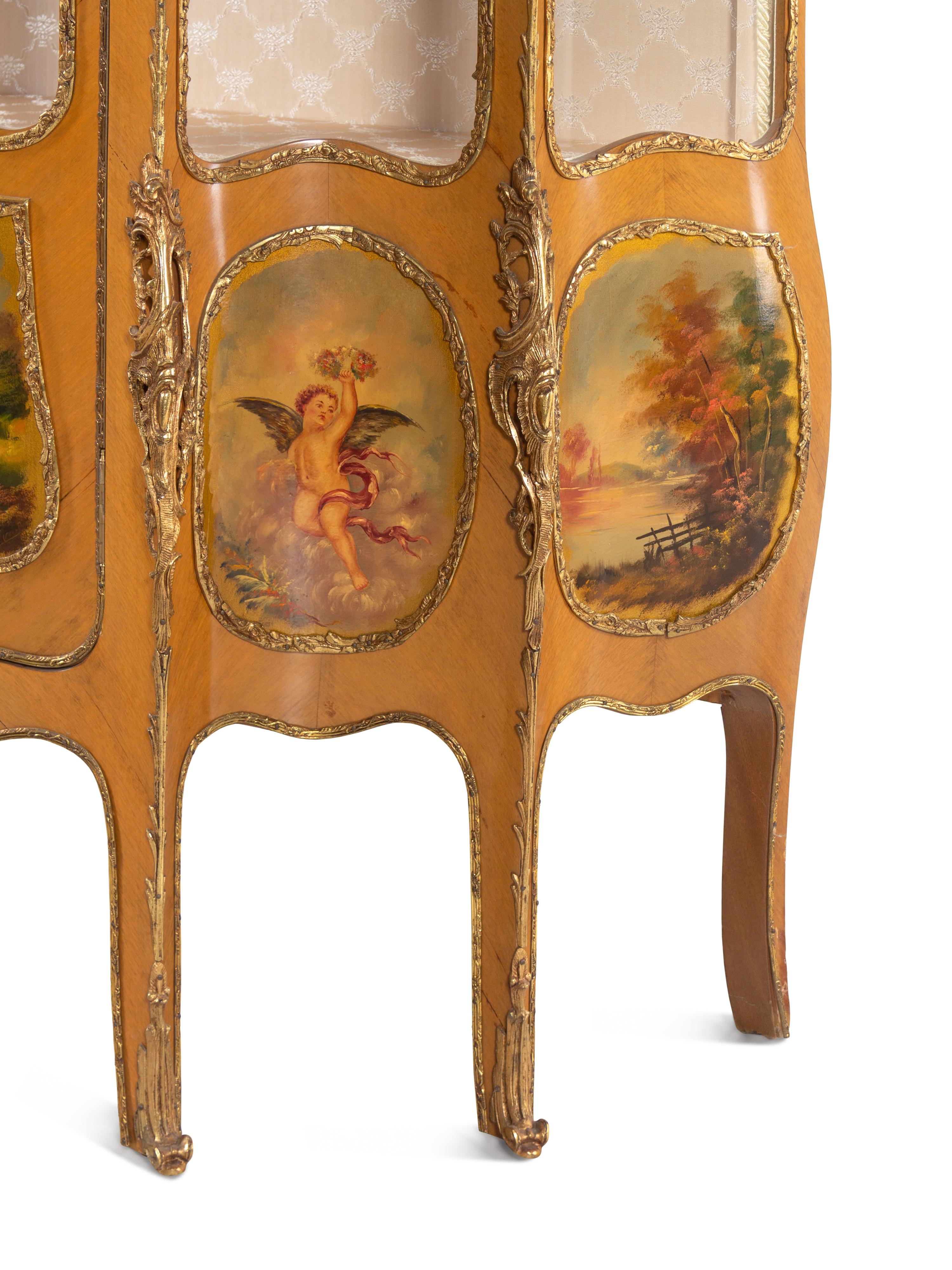 A Louis XV Style Gilt Metal Mounted Painted Vitrine