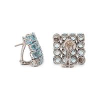 GAVELLO, WHITE GOLD, AQUAMARINE, BLUE TOPAZ AND DIAMOND EARCLIPS