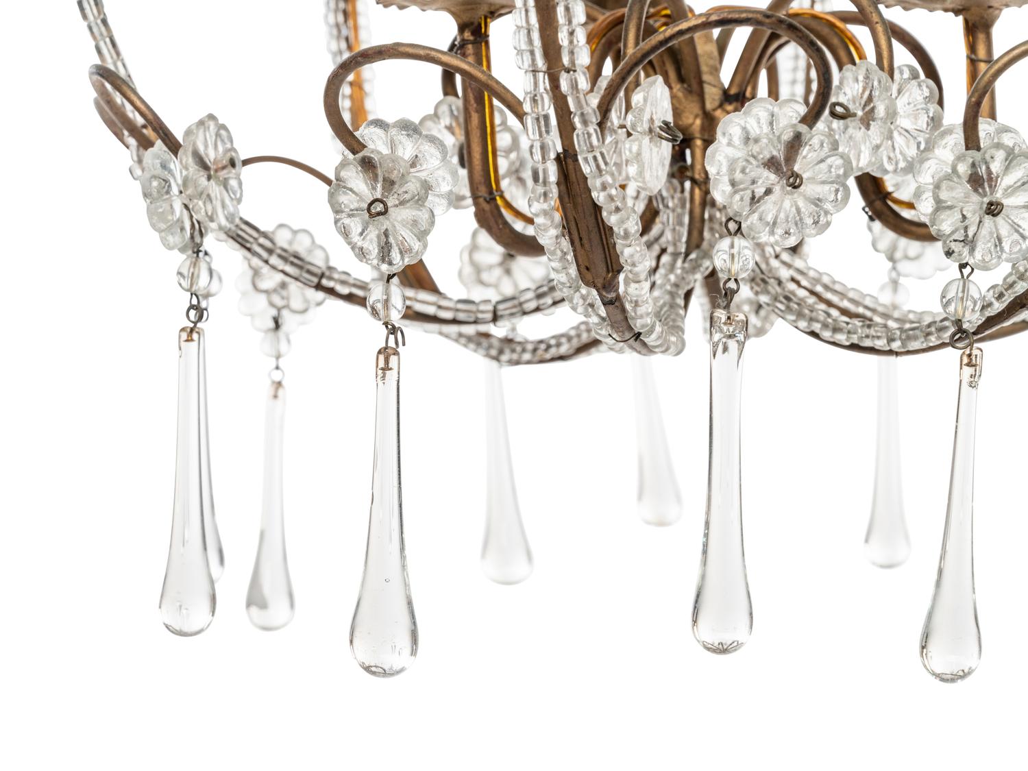 A French Beaded Chandelier in the Style of Maison Baguès