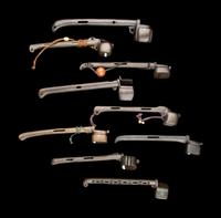 Nine Japanese Reticulated Bronze Portable Writing Sets, Yatate