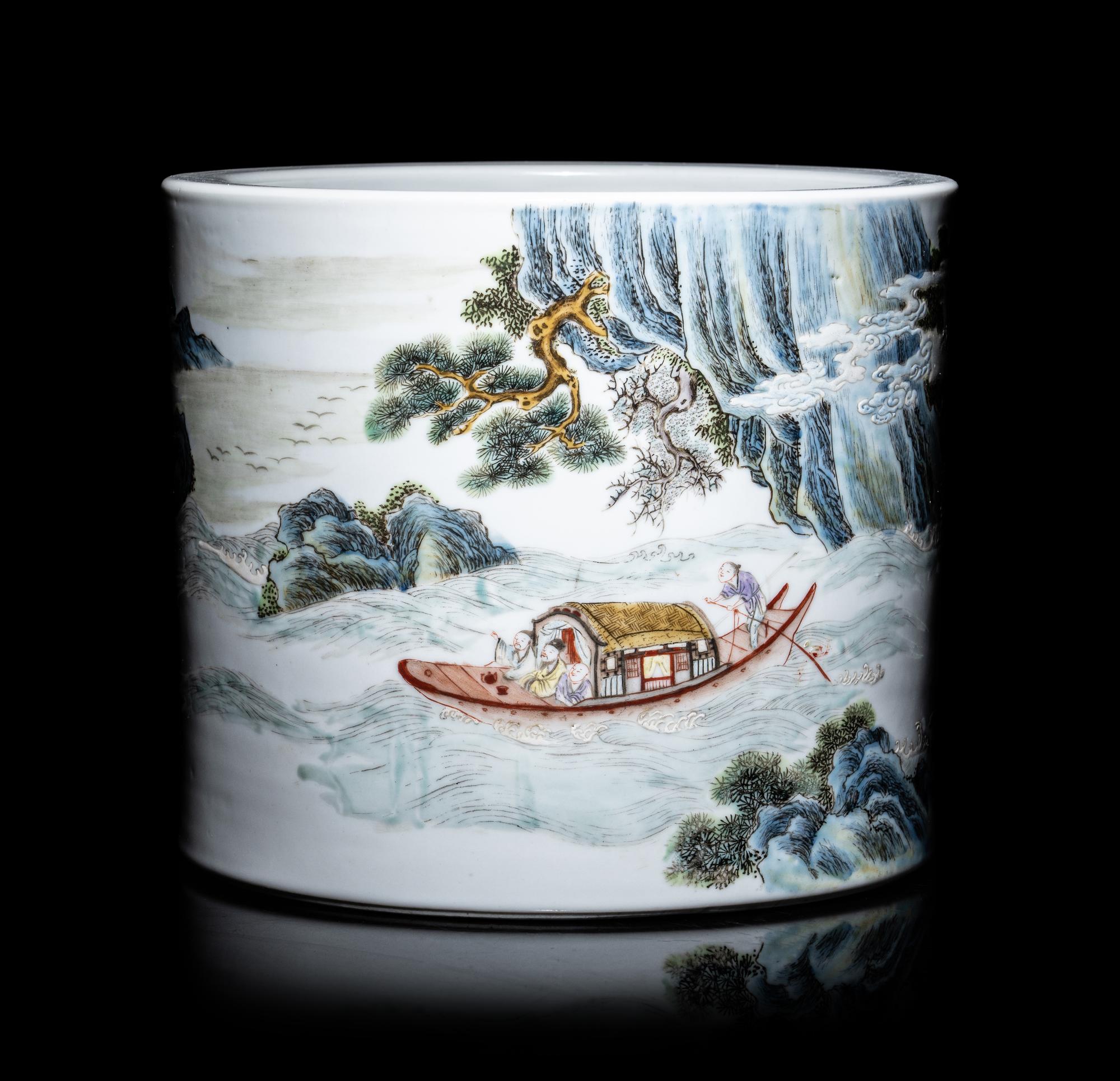 A Famille Rose Porcelain Brushpot, Bitong