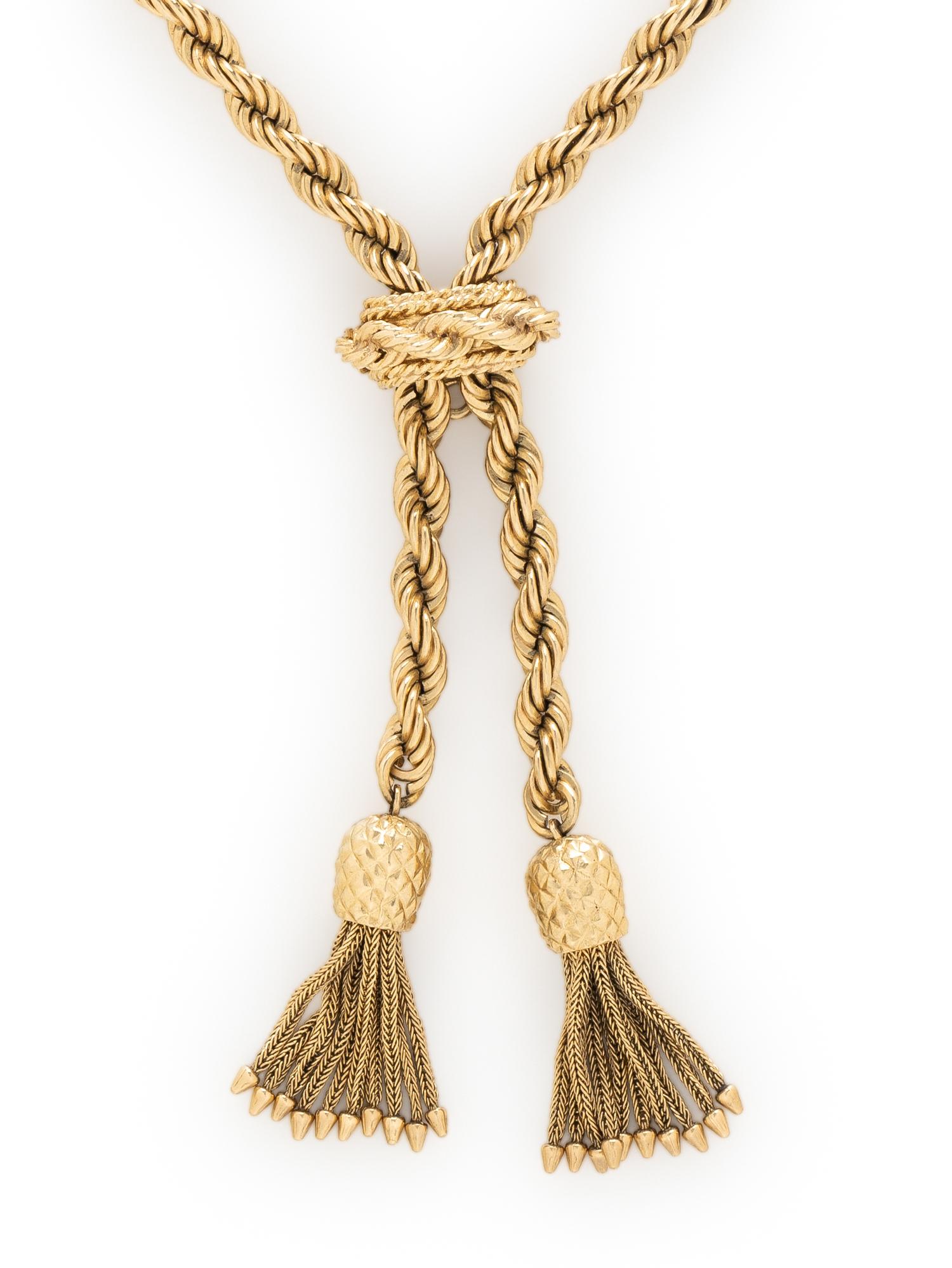 HAMMERMAN BROTHERS, YELLOW GOLD LARIAT WITH TASSLES