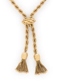HAMMERMAN BROTHERS, YELLOW GOLD LARIAT WITH TASSLES