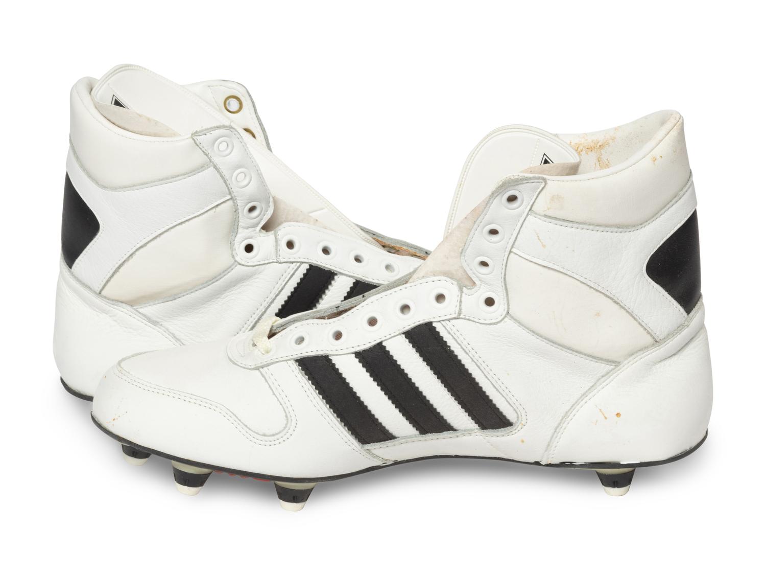 A Pair of Jim McMahon Signed Autograph Game Issued Adidas Football Cleats from The Collection of Sports Super Agent Steve Zucker,