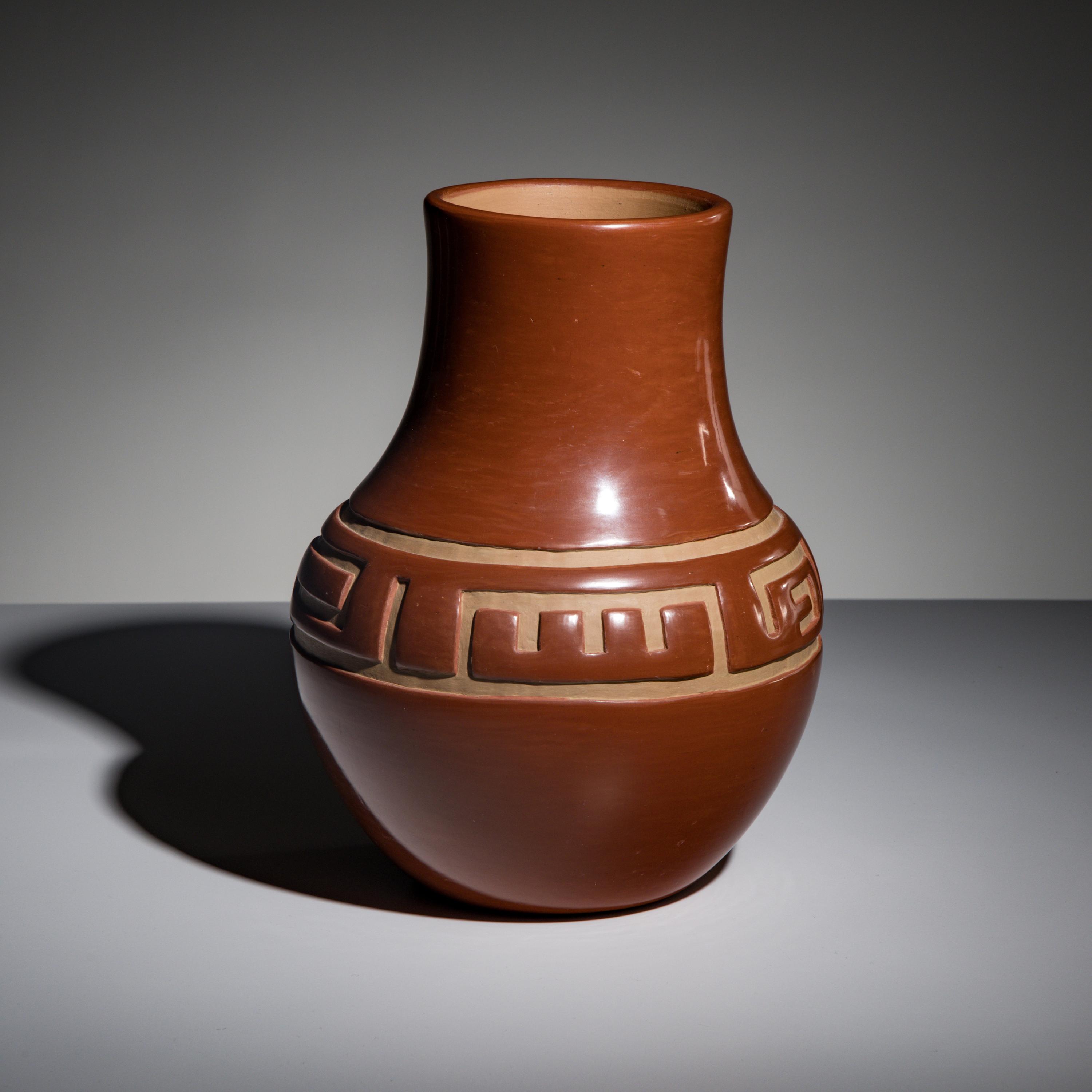 Margaret Tafoya (Santa Clara, 1904-2001) — Carved Redware Vase