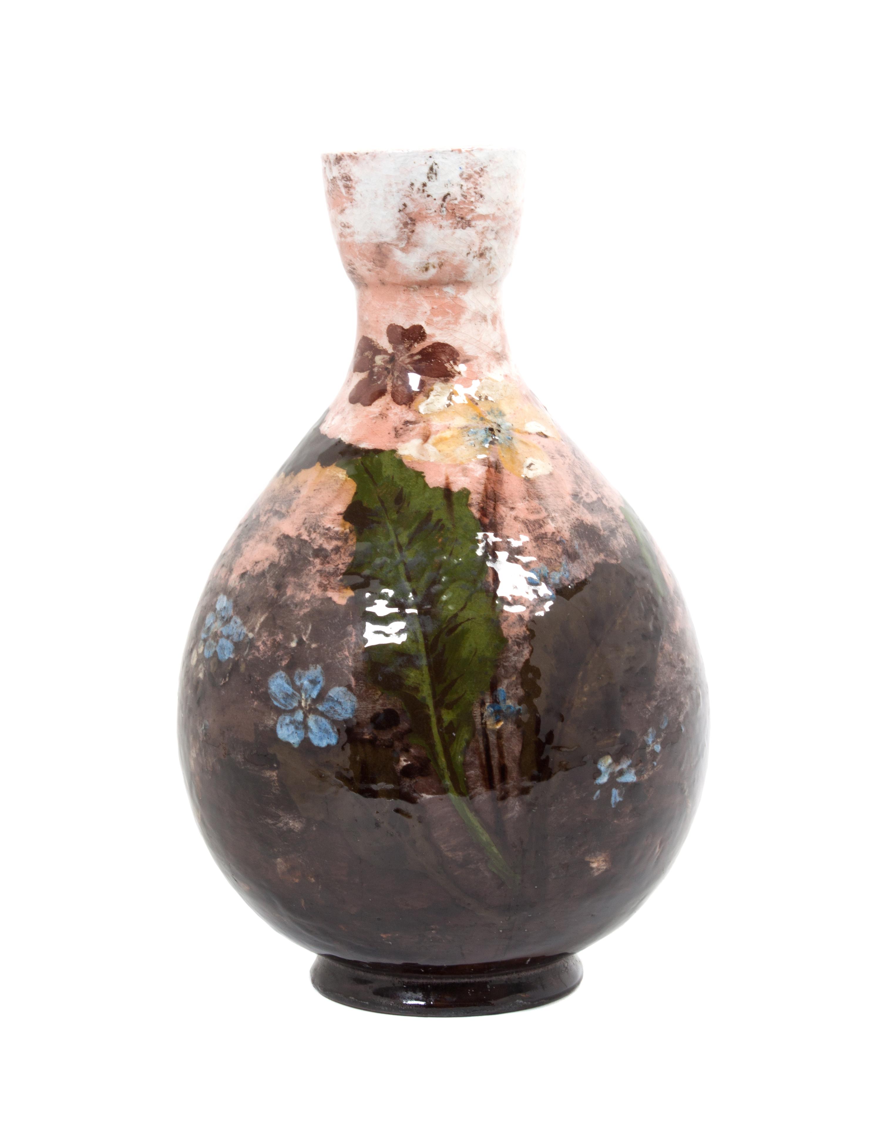 A Hand Painted Haviland Limoges Terra Cotta Vase Height 13 1/4 inches. — LATE 19TH CENTURY