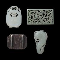 Four Chinese Jade Carvings, Qing Dynasty 清 玉雕一組四件