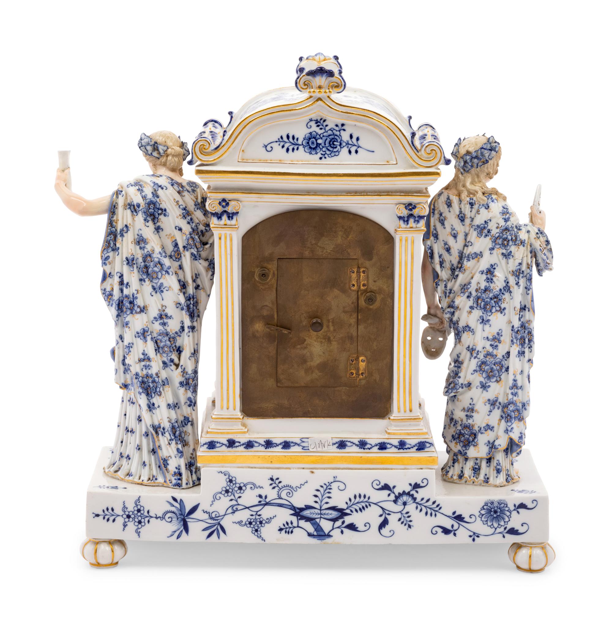A Meissen Porcelain Mantel Clock