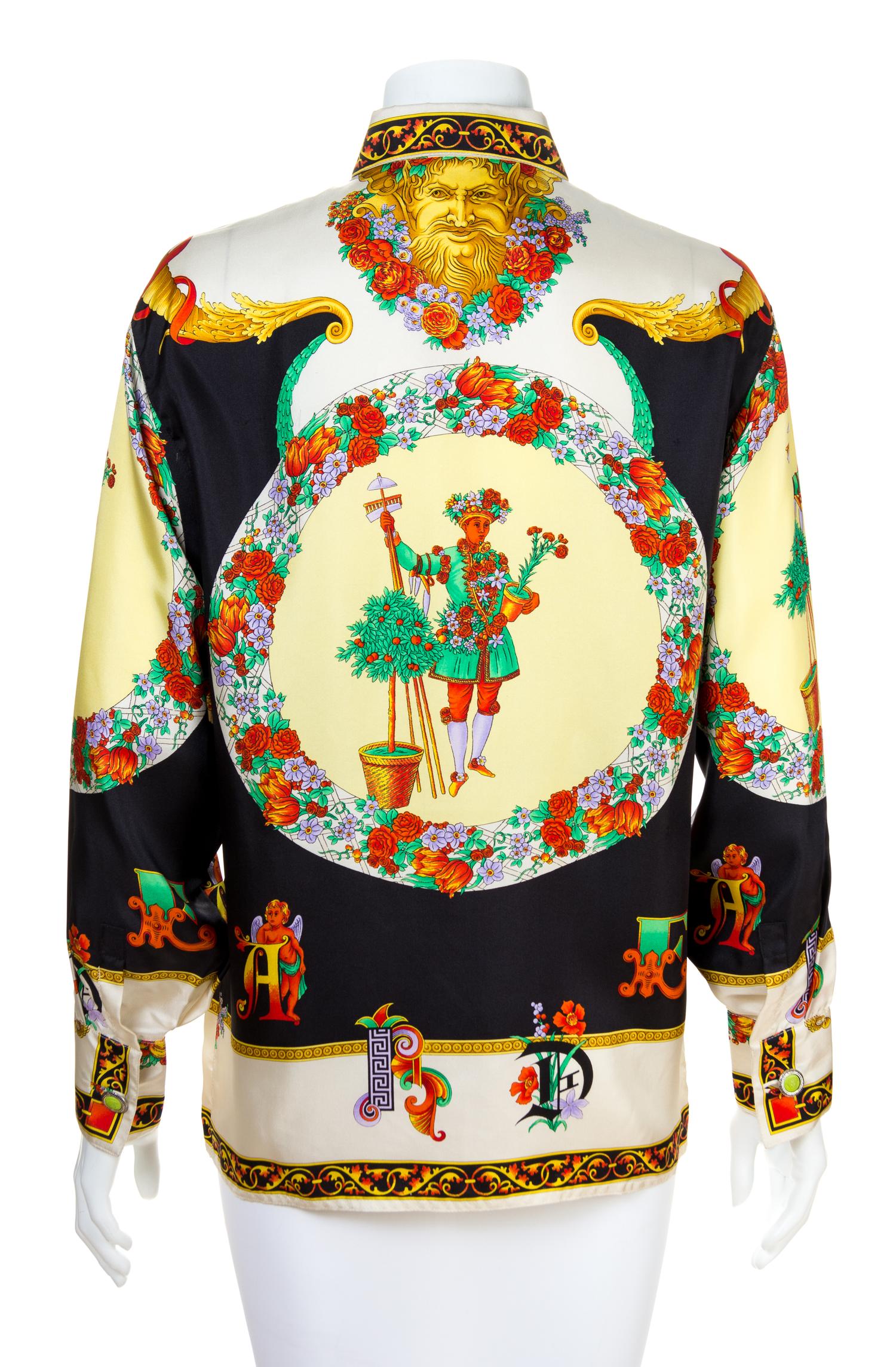 A Gianni Versace Silk Print Shirt, Size 42.