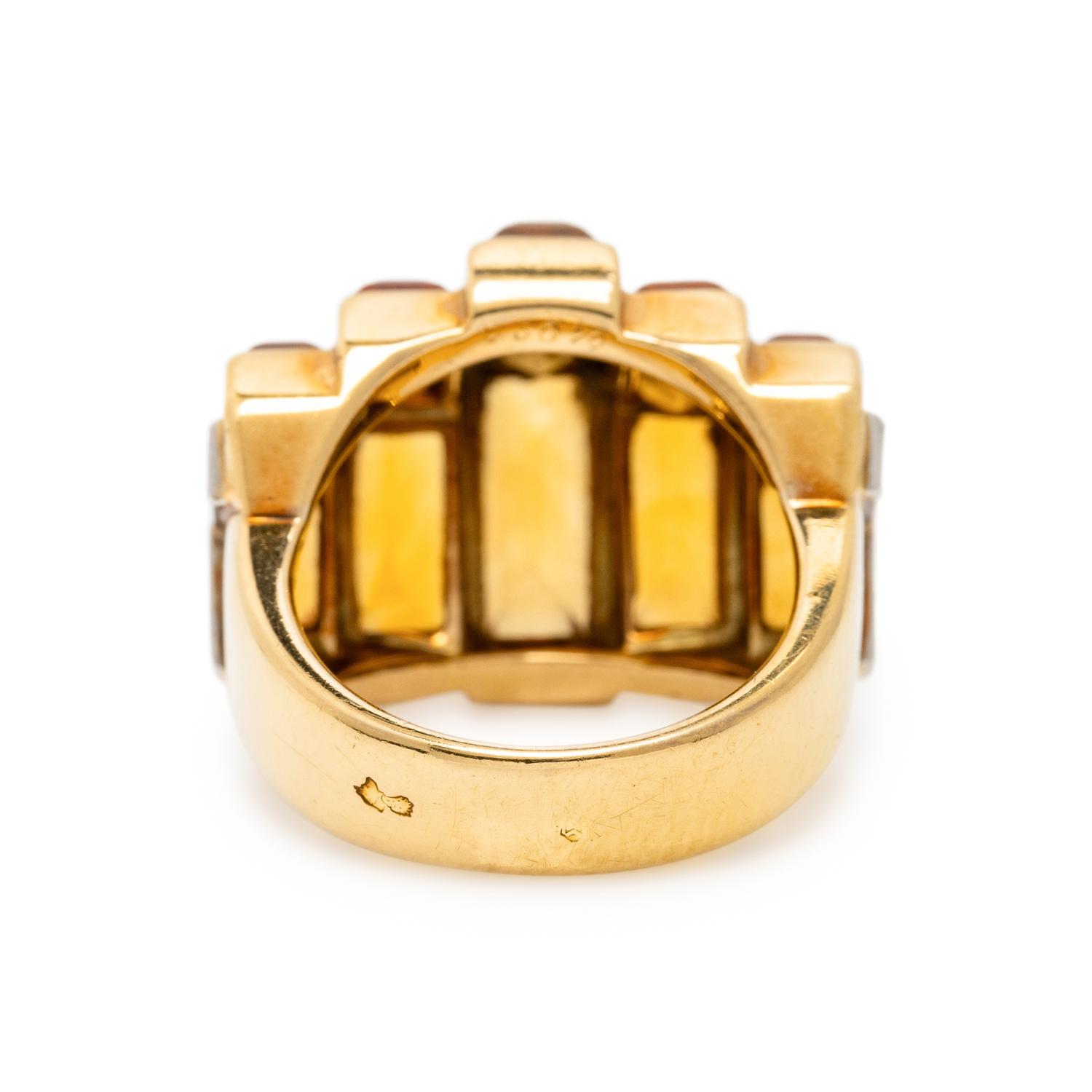 CARTIER PARIS, ART DECO, CITRINE, AND DIAMOND RING