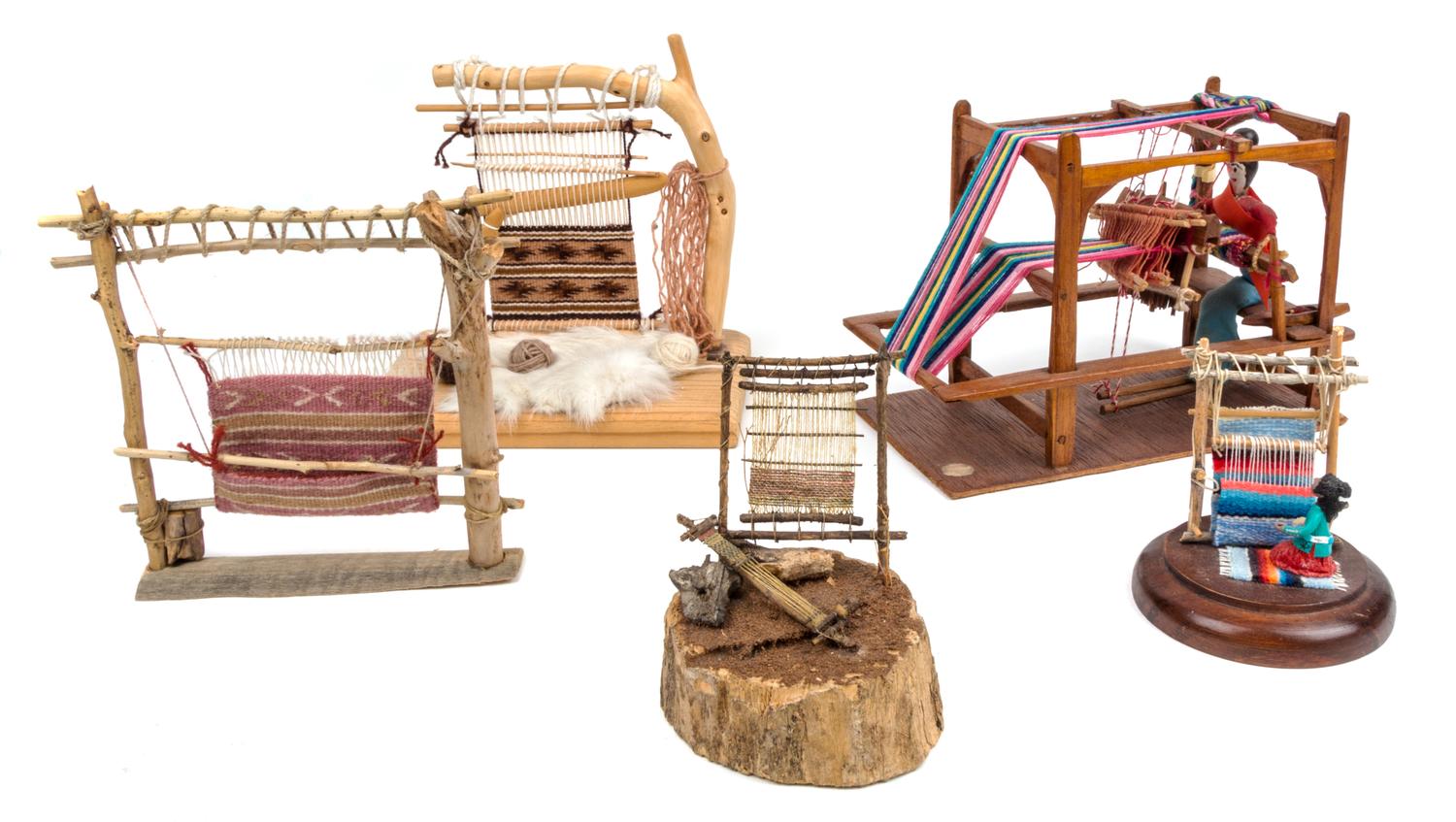 Five Models of Native American Looms Height of tallest 7 inches.