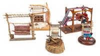Five Models of Native American Looms Height of tallest 7 inches.