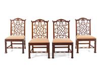 A Set of Four Chinese Chippendale Mahogany Dining Chairs