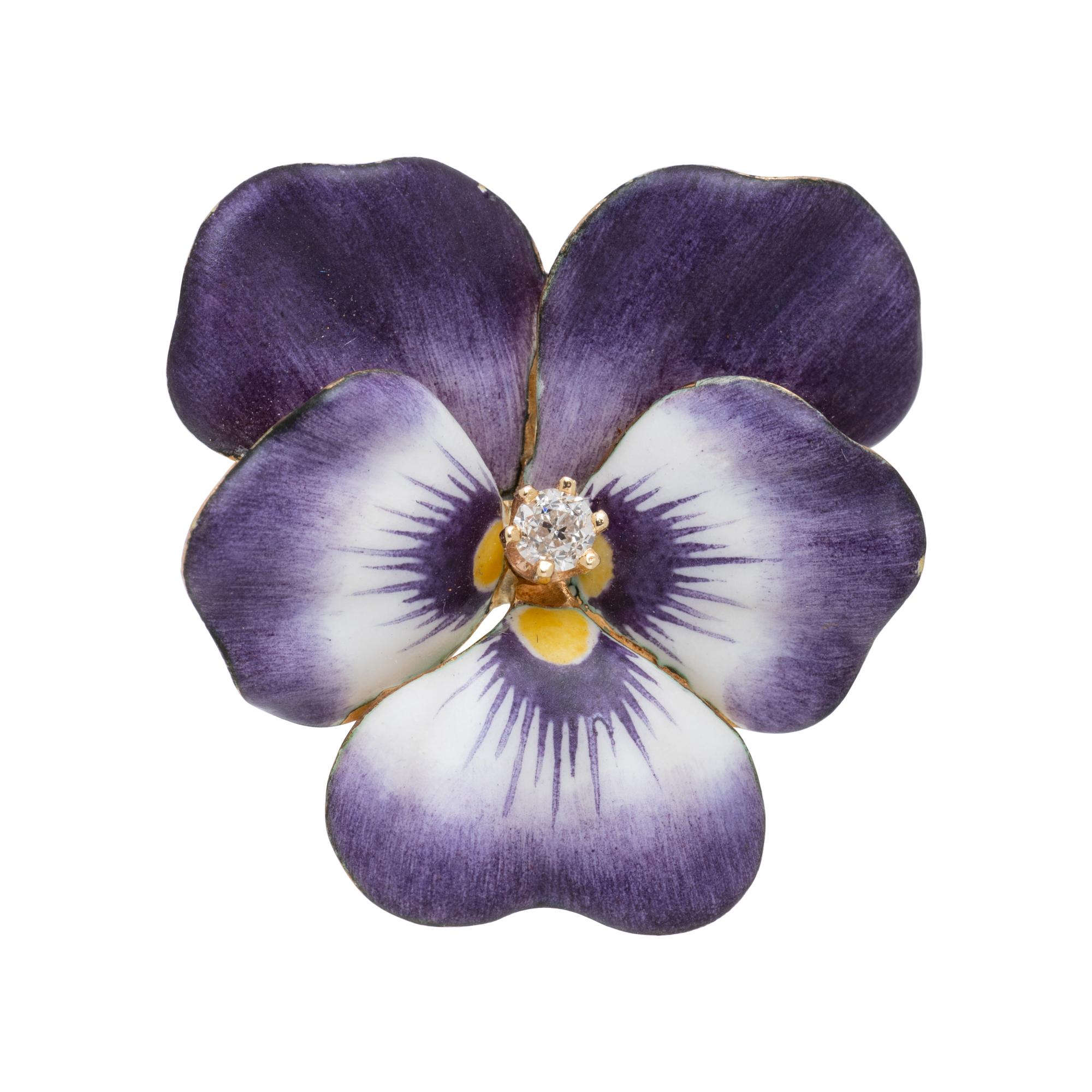 ANTIQUE, ENAMEL AND DIAMOND PANSY PENDANT/BROOCH