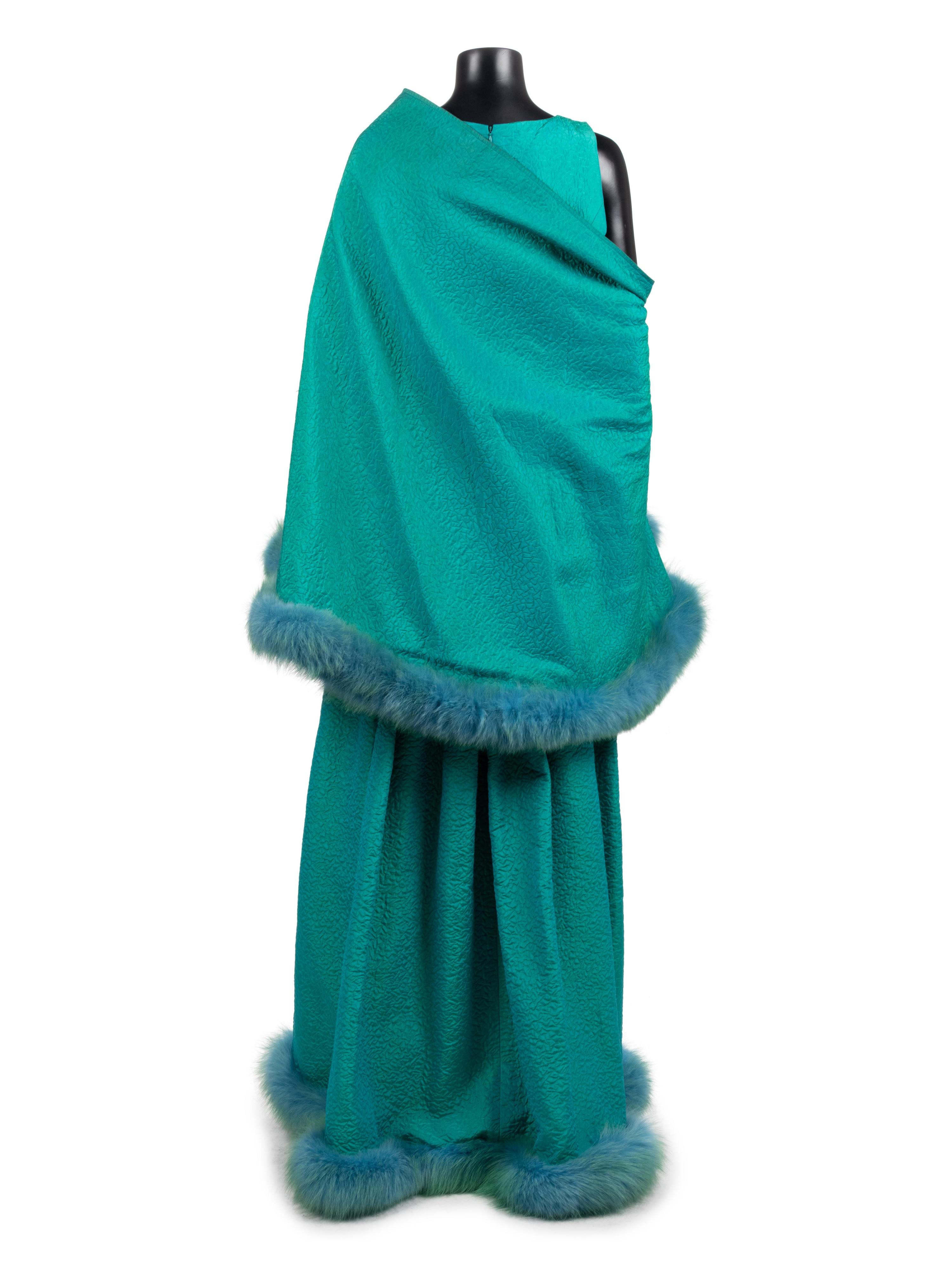 Mario Borsato Evening Dress and Wrap, Trimmed with Fur, 1990s