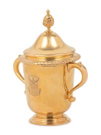 A 14-Karat Gold Cup and Cover of Horse Racing Interest