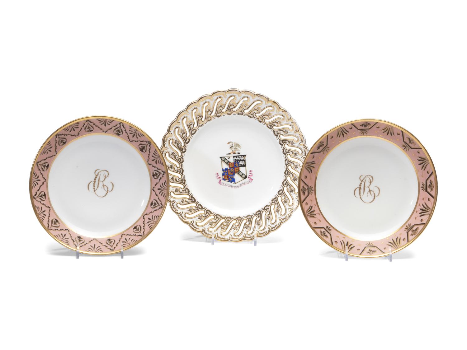 A Minton Reticulated Porcelain Armorial Plate