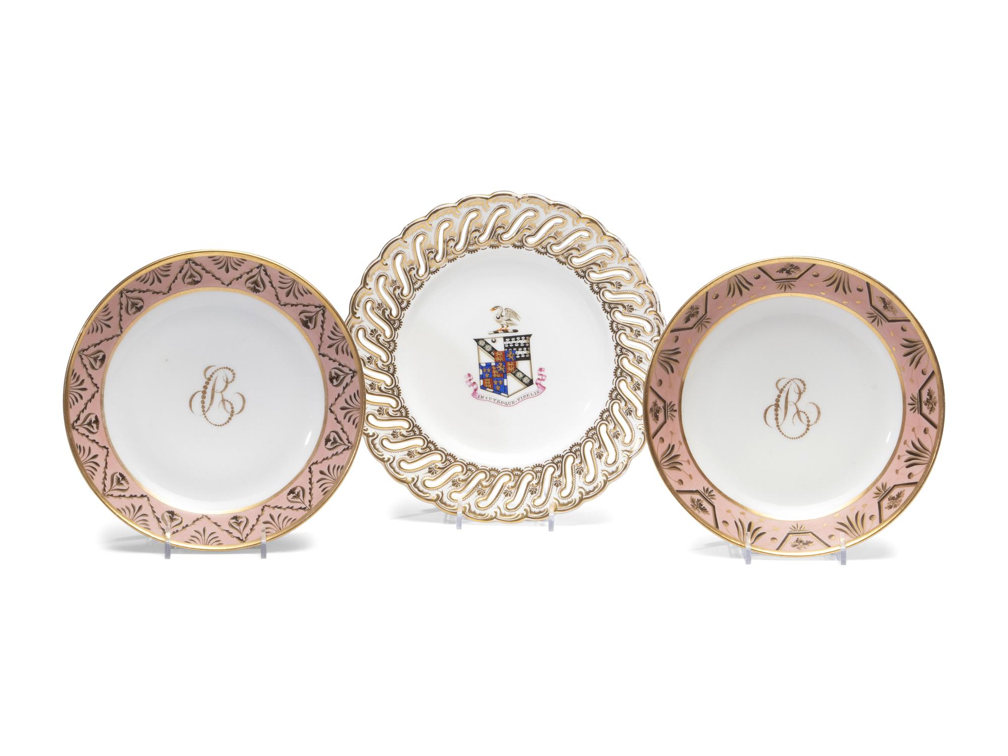 A Minton Reticulated Porcelain Armorial Plate