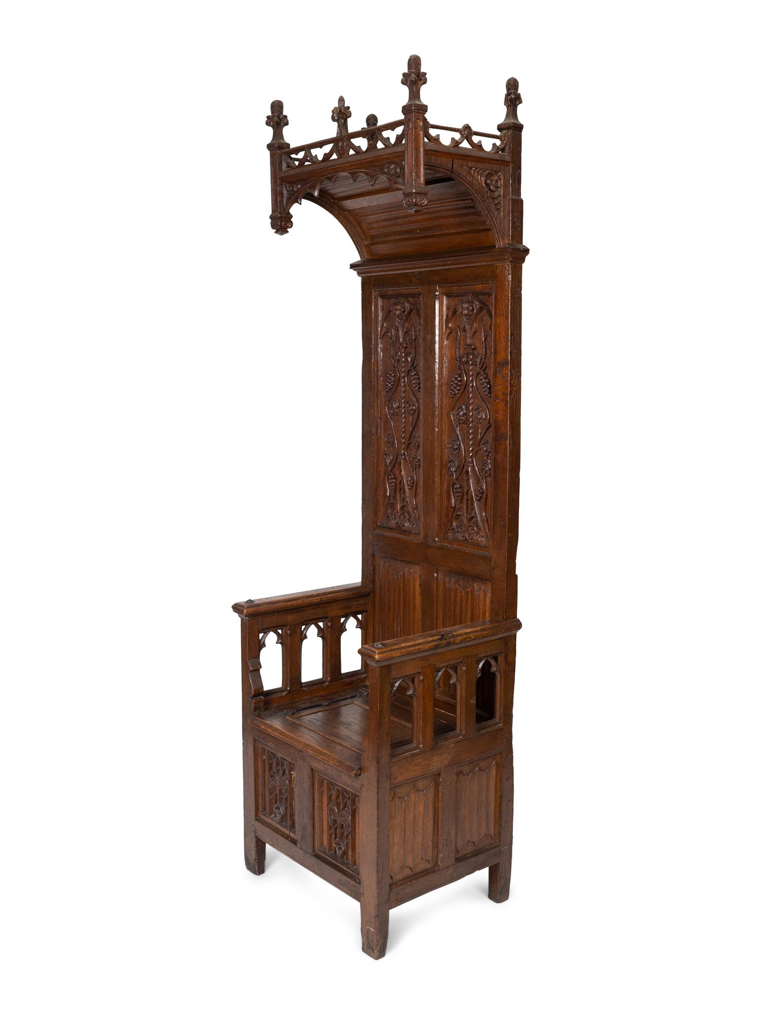 A Jacobean Style Carved Oak Bishops' Chair — 19TH CENTURY