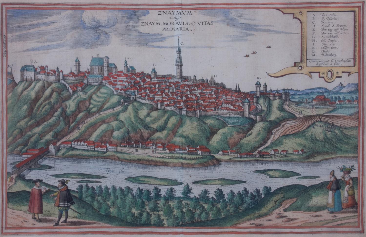 A Hand-colored Engraved Map 13 x 20 1/4 inches. — George Braun and Franz Hogenberg, Cologne, 1617