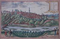 A Hand-colored Engraved Map 13 x 20 1/4 inches. — George Braun and Franz Hogenberg, Cologne, 1617