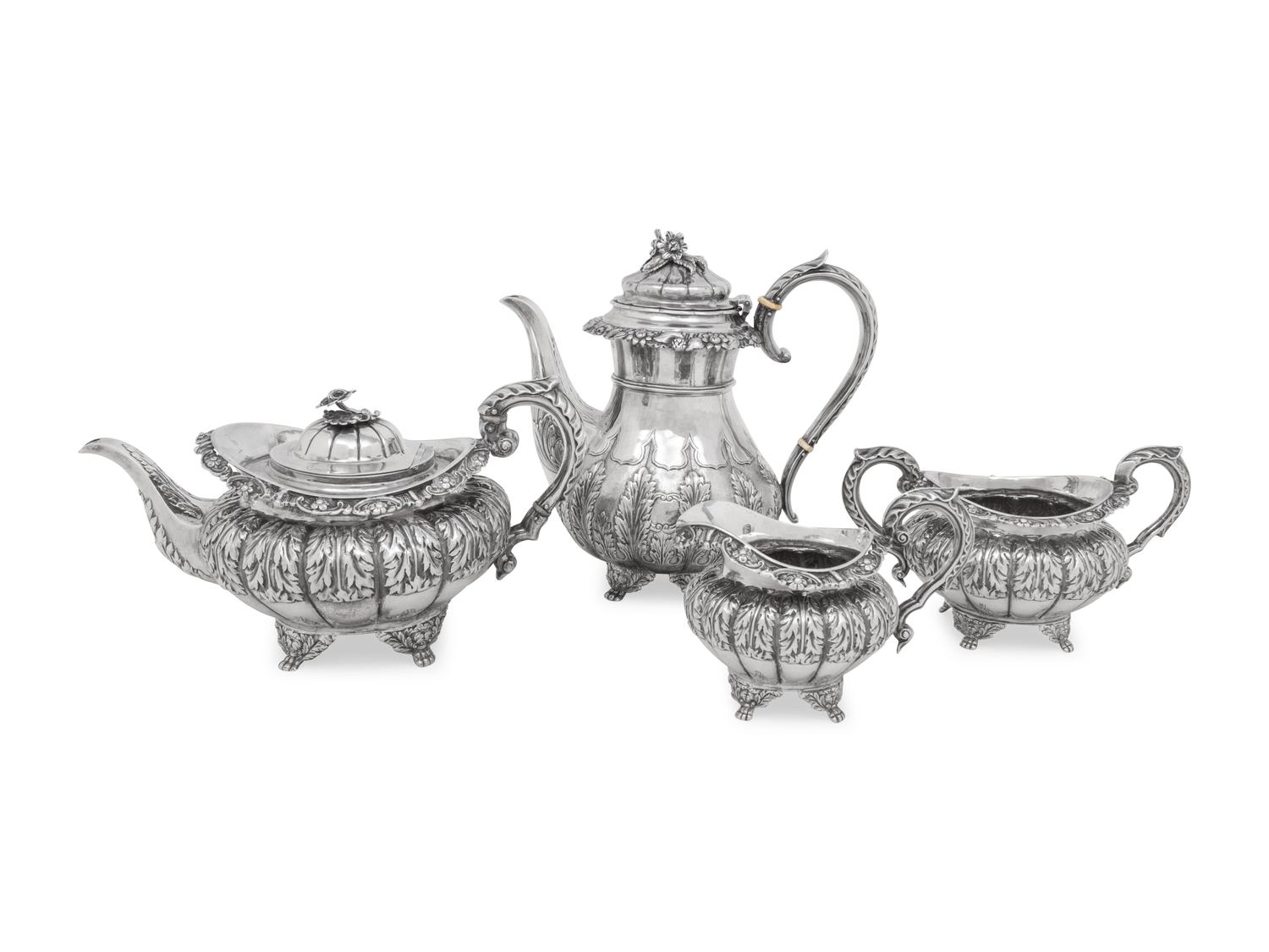An Assembled Irish Silver Four-Piece Tea and Coffee Service