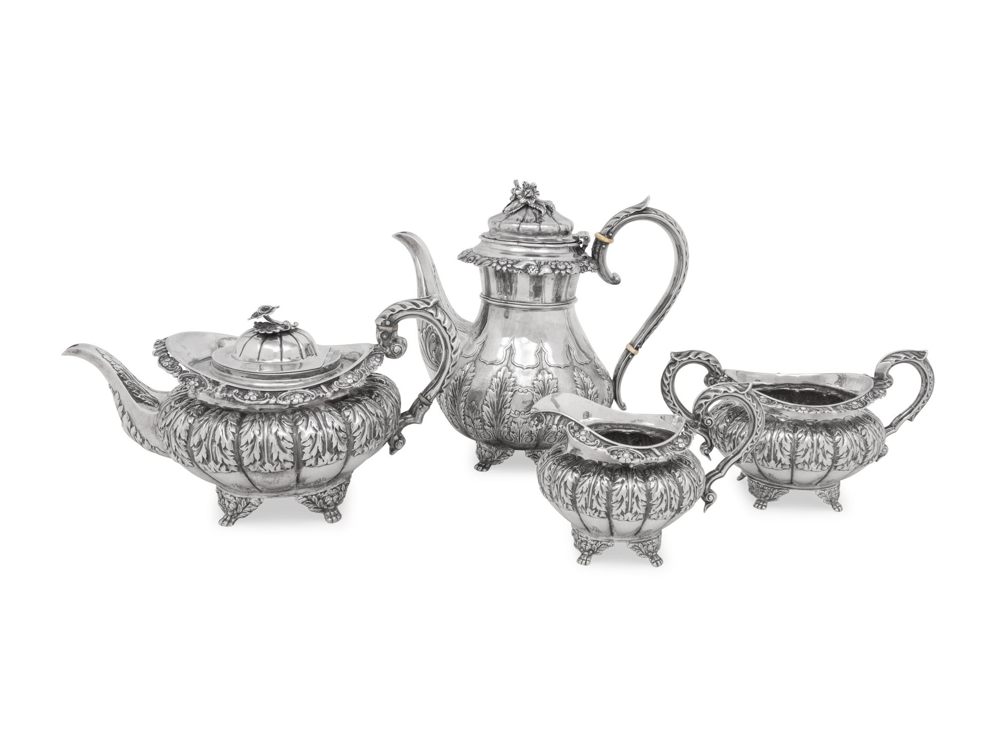 An Assembled Irish Silver Four-Piece Tea and Coffee Service