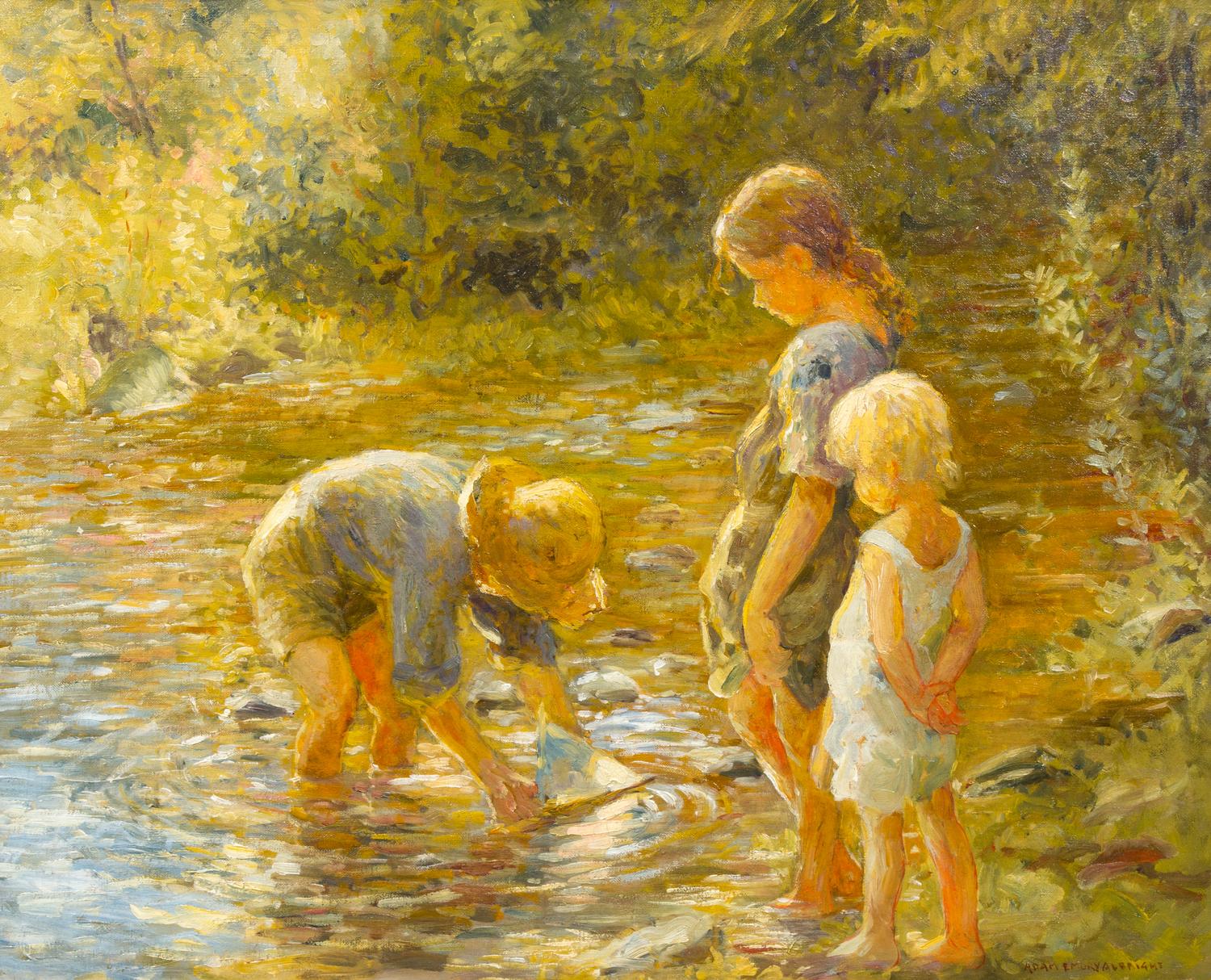Adam Emory Albright, (American, 1862–1957), Children Playing in the Creek