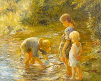 Adam Emory Albright, (American, 1862–1957), Children Playing in the Creek