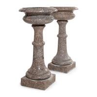 A Pair of Neoclassical Style Pink Granite Jardinières