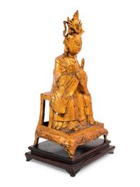 A Gilt Lacquered Bronze Figure of Guanyin