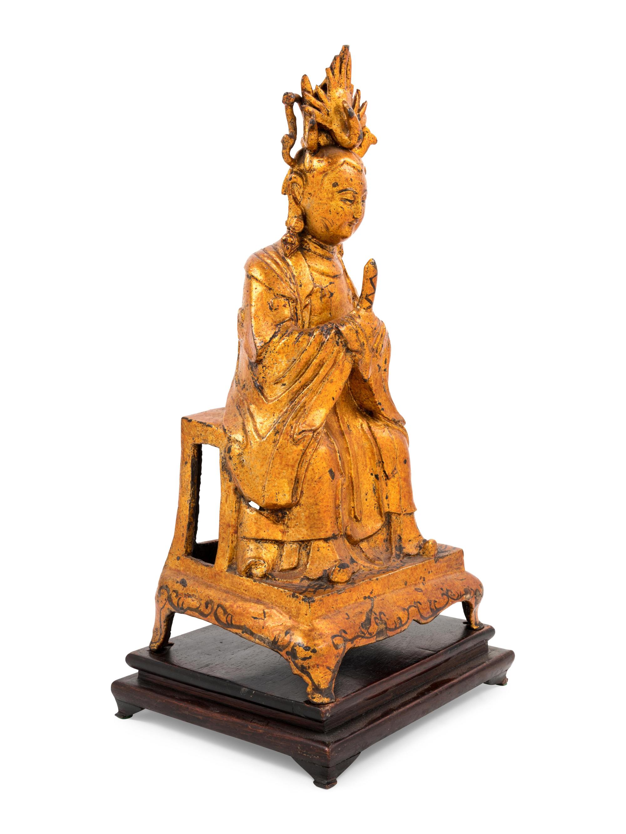 A Gilt Lacquered Bronze Figure of Guanyin