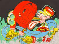 Peter Saul, (American, b. 1934), Golden Gate Bridge, 1968 World of America Number One, 1967 (a pair of works)