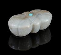 A Mughal-Style White Jade Box Width 3 3/8 inches.