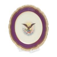 [LINCOLN WHITE HOUSE]. A French Limoges porcelain dinner plate from the solferino china service used during the first Lincoln administration. Limoges, France: Haviland & Co., 1861.