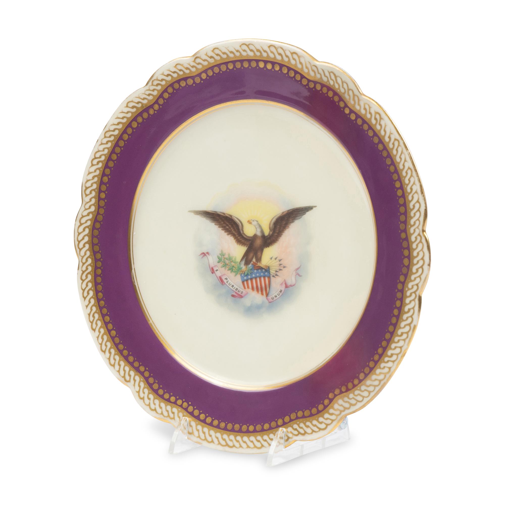 [LINCOLN WHITE HOUSE]. A French Limoges porcelain dinner plate from the solferino china service used during the first Lincoln administration. Limoges, France: Haviland & Co., 1861.