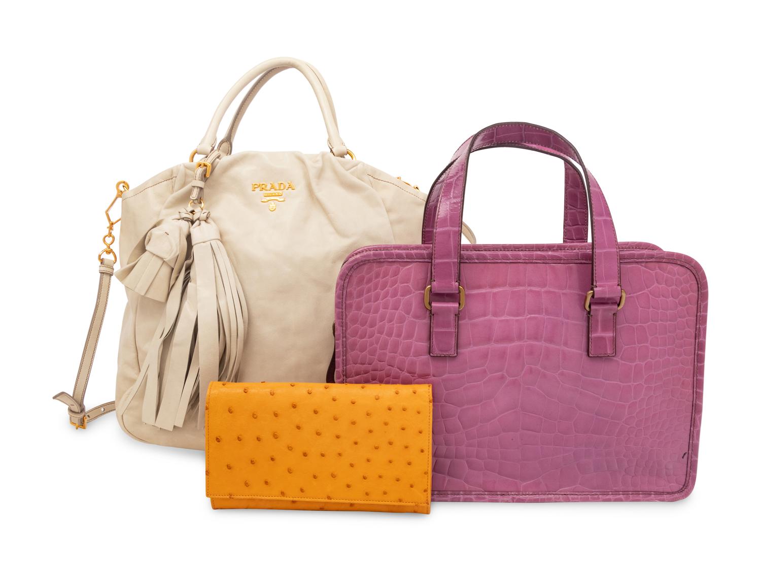 Three Prada Leather & Exotic Skin Pieces