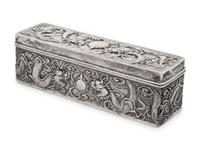 A Chinese Export Silver Rectangular Box and Cover
