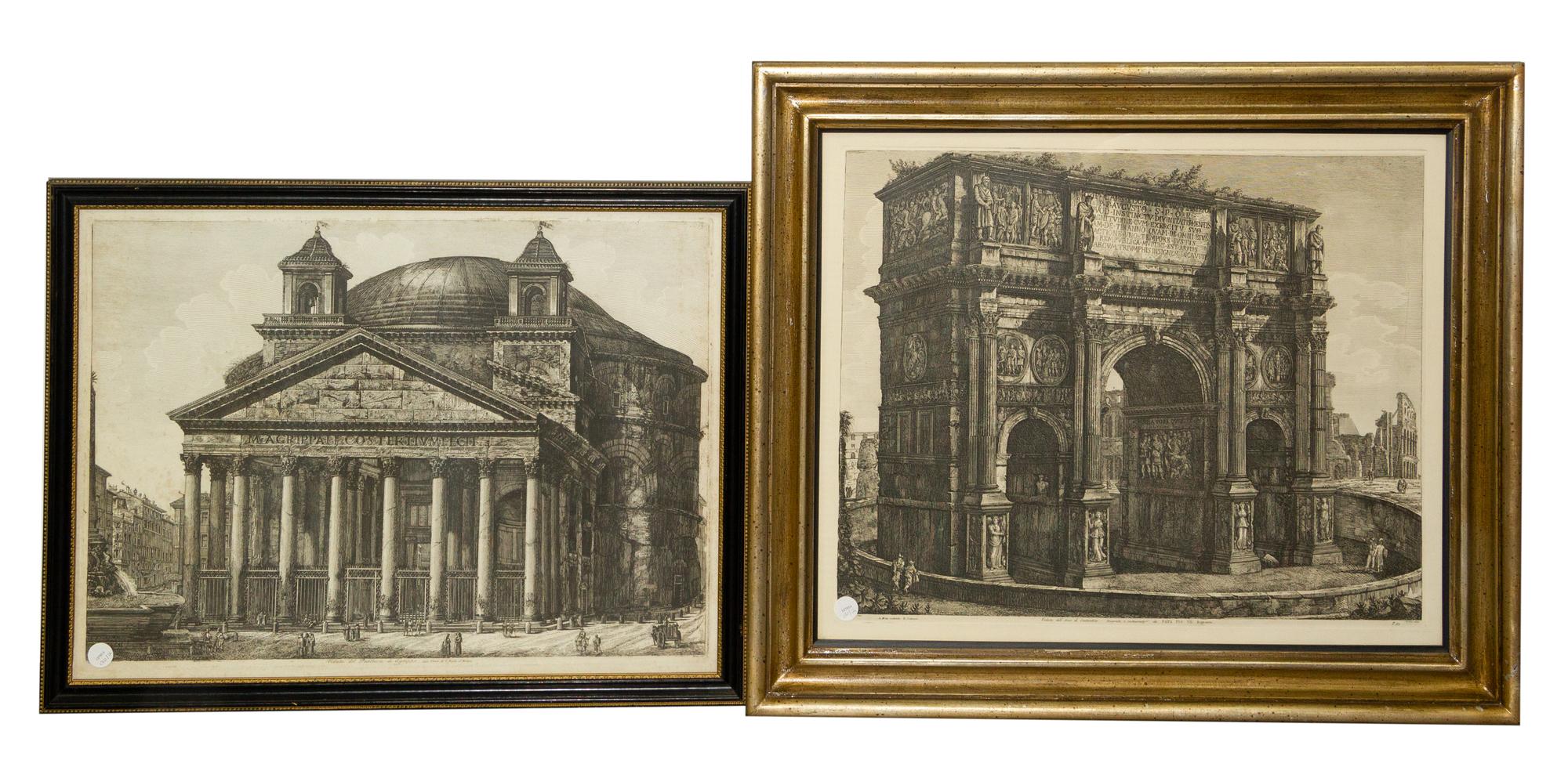 A Group of Two Italian Engravings Larger 19 3/4 x 24 inches. — After Giovanni Battista Piranesi, 19th Century