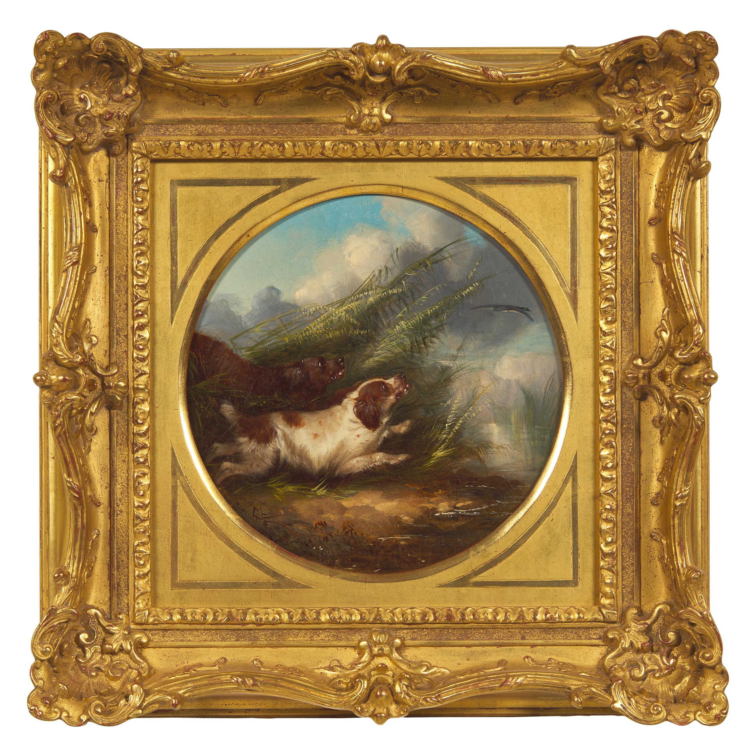 George Armfield (British, born c. 1808-1893) — Two Dogs (roundel)